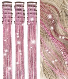 economico -Kit di fermagli per capelli, confezione da 18 fermagli per capelli con clip da 19,6 pollici, extension per capelli con fermagli glitterati, resistenti al calore, fermagli per capelli con clip,