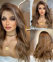 abordables -Perruque Cheveux Naturel Rémy 5x5 Fermeture dentelle frontale 13x4 Cheveux Brésiliens Ondulé Blond Partie libre Femmes Densité 130% 150% we say baby hair Cheveux Mèches / Balayage 100% Vierge Sans
