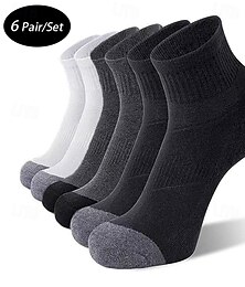 economico -Per uomo 6 Paia Pacchi Multipli Calzini Calzini da Corsa Calzini Casual Nero+Bianco+Grigio Nero Colore Blocco di colori Vacanza Sport & Outdoor Quotidiano Base Medio Primavera Autunno Moda Casual