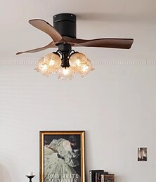 preiswerte -Deckenventilator im Retro-Stil aus Walnussholz aus der Mitte des Jahrhunderts, leicht, leise &smart für Schlafzimmer/Esszimmer/Arbeitszimmer