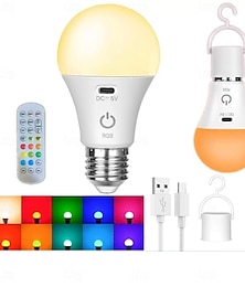 お買い得  -LEDランプ 調光可能 マルチカラー RGB 電球 2000mAh 充電式電球 A65 ライト スマートリモコン ホームデコレーション アウトドア活動やキャンプ