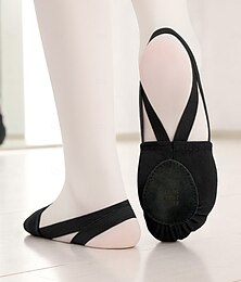 voordelige -beige canvas balletschoenen voor dames - professionele dansschoenen met elastische bandjes voor ballettraining en studio-optredens