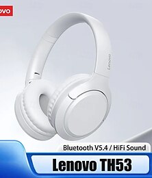 זול -אוזניות lenovo th53 bluetooth v5.4 עם צליל סטריאו hifi ומצב מוזיקה, אוזניות מובנות עם 2 מיקרופונים לשיחות HD