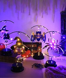 olcso -1 db halloweeni díszlámpa vas pók boszorkány denevér rézdrót lámpa beltéri étterem halloween party hangulat díszlámpa aaa elemdoboz