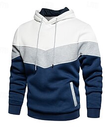 abordables -Hombre Sudadera Sudadera Con Capucha Amarillo Claro Rojo tinto Azul vaquero Negro Blanco Con Capucha Bloque de color Bolsillo delantero Deporte Casual Diario Ropa de calle Fresco Ropa deportiva Otoño