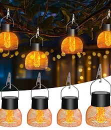 economico -Lanterne solari, luci da esterno, metallo migliorato, impermeabili, fiamma tremolante, lampade solari sospese per esterni, lanterne solari decorative alimentate ad energia solare per giardino,
