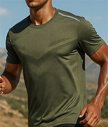 economico -Per uomo T-shirt da corsa Top da corsa Manica Corta Maglietta Traspirante Asciugatura Rapida Leggero Elastico Tennis Golf Corsa abbigliamento sportivo Abbigliamento sportivo Tinta unita Grigio scuro