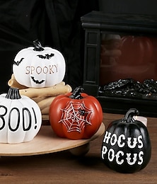 abordables -Decoración de mesa de resina de calabaza de Halloween, adorno moderno de estilo vintage para el hogar y la decoración de fiestas de Halloween.
