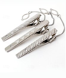 economico -Fermacravatta da uomo in lega, intarsiato con eleganti diamanti, design antiscivolo, accessori formali da lavoro per professionisti e occasioni speciali