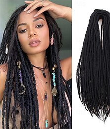abordables -Extensions de dreadlocks noires de 20 pouces - 0,24 po de largeur, 20 brins d'extensions de dreadlocks en laine, dreads en laine à double extrémité pour femmes &hommes - dreadlocks hippies faits main
