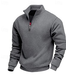 abordables -Hombre Sudadera Sudadera con un cuarto de cremallera Albaricoque Negro Blanco Vino Rojo Media cremallera Plano Deporte Diario Festivos Poliéster Ropa de calle Básico Casual Verano Primavera Ropa
