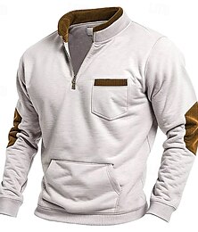 economico -Per uomo Maglia Felpa con zip Felpa con zip corta Bianco Mezza zip Blocco di colori Tasca Sport & Outdoor Quotidiano Ferie Poliestere Streetwear Essenziale Casual Primavera Autunno Abbigliamento
