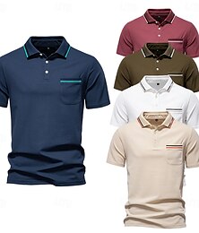 economico -Per uomo Blocco di colori Polo Maglione polo lavorato a maglia Manica Corta Collo ripiegato Formale Lavoro Sport & Outdoor Stripe-Trim Righe Puro Primavera Tutte le stagioni Bianco Rosso scuro Blu