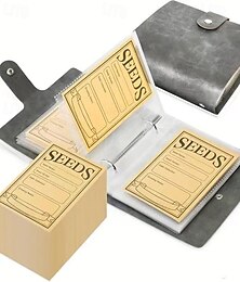 preiswerte -1 Set Gartensamen-Aufbewahrungsordner mit 50 selbstklebenden Samenumschlägen, Samenpaket-Aufbewahrungsbox zur Samenkonservierung und -organisation