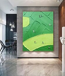 abordables -Pintura al óleo hecha a mano, lienzo, arte de pared, decoración, verde, grueso, óleo, golf, pintura abstracta para decoración del hogar, marco estirado, pintura colgante/pintura enrollada sin marco,