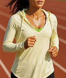 economico -Per donna Top da corsa Maglia da corsa Con cappuccio Manica Lunga Maglietta Protezione Solare Traspirante Asciugatura Rapida Leggero Tennis Golf Corsa abbigliamento sportivo Abbigliamento sportivo