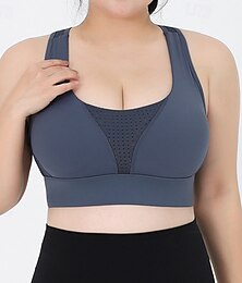 お買い得  -女性用 ヨガブラ 戦車 ピラティスブラ 下着 高いサポート 高通気性 吸汗性 ワイヤレス メッシュ 単色/無地 スポーツ アクティブウェア ブラック ピンク ジム ピラティス ズンバ