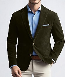 billiga -Herr Kavajjacka Arbete Gata Mode Ledigt Höst vinter Imitationsmocka Slät Knappar Ficka Bekväm Enkelknäppt Blazer Marinblå Brun Grön Khaki grön