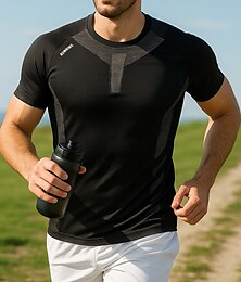 abordables -Hombre Camiseta Running Top deportivo Delgado Manga Corta Camiseta Transpirable Secado rápido Ligero Elástico Tenis Golf Corriendo Ropa de deporte Ropa de Deporte Bloque de color Negro Blanco Azul
