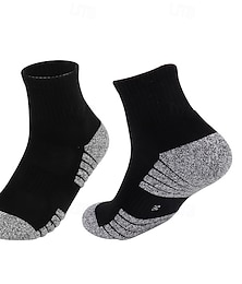 preiswerte -1 Paar Herren Laufsocken Sportsocken Atmungsaktiv Anti Blasen Schweißableitend Gepolstert Sommer Outdoor Knöchel Patchwork Baumwolle Dunkelgrau Schwarz Weiß zum Laufen