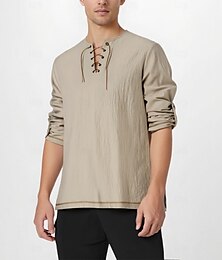 preiswerte -Mittelalterlich Renaissance 17. Jahrhundert Mittlere Länge Bluse / Hemd Cosplay Kostüm Ritter Wikinger Keltischer Ritter Kordelzug Einfarbig Herren Seeräuber Halloween Maskerade Alltagstauglich