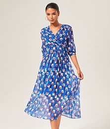 economico -abito lungo in chiffon con blocchi di colore geometrici