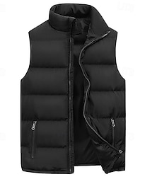 abordables -Hombre Chaleco de invierno Chaleco acolchado Sin Mangas Chaleco Al aire libre Mantiene abrigado Ligero Transpirable Invierno Cremallera Poliéster Negro Rojo Azul Oscuro Caza Pesca Escalada