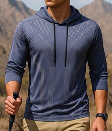 preiswerte -Herren Kapuzensweatshirt Polo-Sweatshirt Wanderspitze Langarm Mit Kapuze Oberteil Außen Atmungsaktiv Schnelltrocknend Leicht Elastisch Pullover Polyester Schwarz Königsblau Blau Tennis Golfspiel