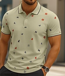 preiswerte -Männlich Abstrakt Kurzarm Polokragen Modern Sport & Outdoor Lässig Athleisure Sommer Weiß Grün Khaki