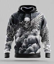 economico -Per uomo Teschio 3D Felpe con cappuccio Felpa Felpa con cappuccio Felpa con cappuccio Girocollo Cool Stampa 3D Club Abbigliamento casual alla moda Nero Blu Coulisse Grafico Autunno Inverno progettista