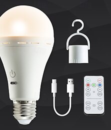voordelige -1 stuk multifunctionele oplaadbare 12W nood-ledlampen, 60W equivalent, 6000K heldere buitenhanglamp voor stroomuitval, camping, tuinfeesten - E26/E27, AC100-240V