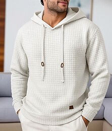abordables -Hombre Sudadera Negro Blanco Rojo Azul Marino Verde Trébol Con Capucha Plano Deporte Diario Deportes Design Básico Casual Primavera & Otoño Ropa Sudaderas con capucha Sudaderas