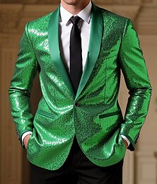 economico -Per uomo Blazer Affari Cocktail party Ricevimento di matrimonio Moda Casual Primavera Autunno Poliestere Tinta unica Tasca Bottoni Confortevole Monopetto Giacca Verde