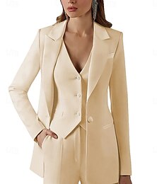 abordables -Costume trois pièces costume pour la mère de la mariée vintage simple minimaliste décolleté longueur complète tissu extensible manches longues avec boutons
