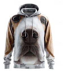 economico -Per uomo Cane 3D Felpe con cappuccio Felpa Abbigliamento esterno Felpa con cappuccio Girocollo Cool Stampa 3D Club Abbigliamento casual alla moda Bianco Coulisse Grafico Autunno Inverno progettista