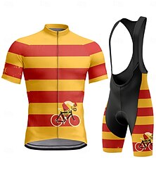 voordelige -Voor heren Wielrenshirt met strakke shorts Korte mouw Oranje Fietsen Sport Grafisch Lijnen / golven Gestreept Kleding