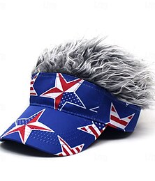 economico -Per uomo Cappello con visiera e parrucche appuntite Visiera per capelli finti Parrucca Uomo Cappello da sole Cappellino da Baseball Cappello parrucca Caffè Grigio Misto Poliestere / Cotone Stampato