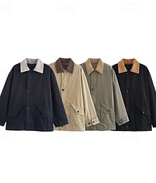 economico -Per donna Giacca Casual Caldo Confortevole Patchwork Tasca Moda All'aperto Semplice All'aperto Vacanza Monopetto Regolare Collo ripiegato Vestibilità regolare Manica Lunga Capispalla blu navy Cachi