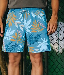 billige -Herre Shorts Strandshorts Snorer Grafisk Blad Dyr Pustende Hurtigtørkende Knelengde utendørs Feriereise Hjem Ferie Etnisk stil Sjø blå Militærgrønn Elastisk