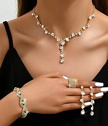 economico -Set di gioielli da sposa 1 Lega Anelli 1 Bracciale Orecchini Collana Per donna Elegante Lusso Carino Gioia Parure di gioielli Per Abbigliamento da sera