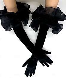 economico -Velluto Lunghezza al gomito Guanti Elegante Con Volant Guanti da sposa / eleganti