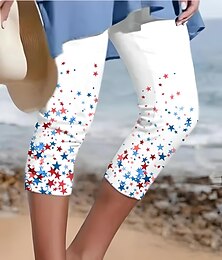 abordables -Pantalons capri pour femmes leggings vacances mode vintage longueur mollet pantalons taille haute graphique étoile imprimé rayé respirant doux extensible formel extérieur