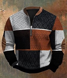 economico -Per uomo Maglia Felpa con zip corta Nero Mezza zip Blocco di colori Sport & Outdoor Quotidiano Ferie Poliestere Vintage Streetwear Casual Primavera & Autunno Abbigliamento Felpe con cappuccio Felpe