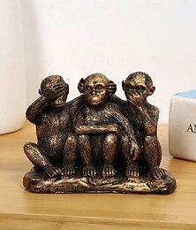 billiga -Tre visa apor hartsfigur feng shui-dekor, se inget ont hör inget ont tala inget ont staty för bordsdekoration i hemmakontor