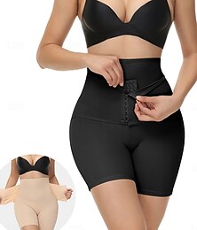 billiga -Dam Shapewear Midjetränare Sport Ren färg Elastisk midja Shorts Dagligen Ärmlös Svart Beige Sommar Vår Höst Vinter