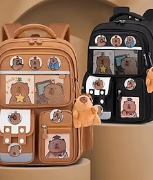 preiswerte -Kawaii Capybara Kinder Schultaschen für Jungen große Kapazität College Schulrucksack wasserdichte Schüler Schultasche Büchertasche