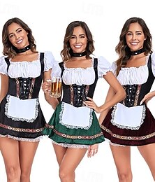 economico -Oktoberfest Mini Vestito Dirndl Cameriera Sexy Bavarese Alpino Prati Per donna Feste Festa della birra Panno in stile tradizionale