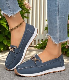 abordables -Mocassins pour femme avec boucle dorée – chaussures plates décontractées à enfiler pour les promenades dans le jardin, le brunch et les courses quotidiennes