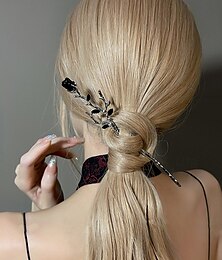 economico -Set di forcine per capelli vintage in lega con rose gotiche da donna, accessori per capelli con design retrò a rami, adatti per feste di Halloween e cosplay.