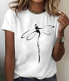 economico -Per donna Maglietta Grafico Animale Vintage Elegante Classico Manica Corta Girocollo Top Regolari Quotidiano Weekend Stampato Bianco Viola Grigio chiaro Azzurro Estate Primavera